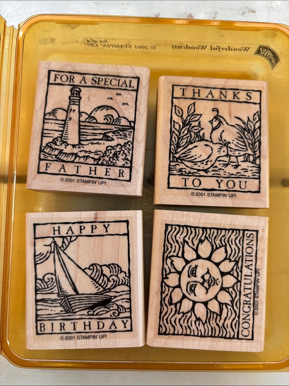 Stampin' Up! Wooden Sentiment Stamp Set of 4